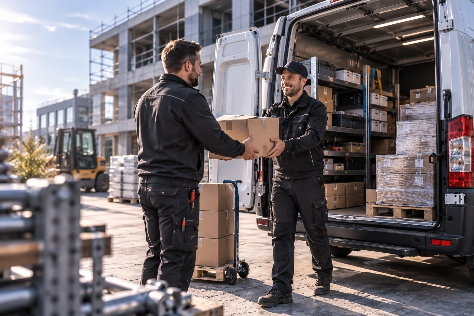 Thommel-Lieferfahrzeug bei der zuverlässigen Materialanlieferung